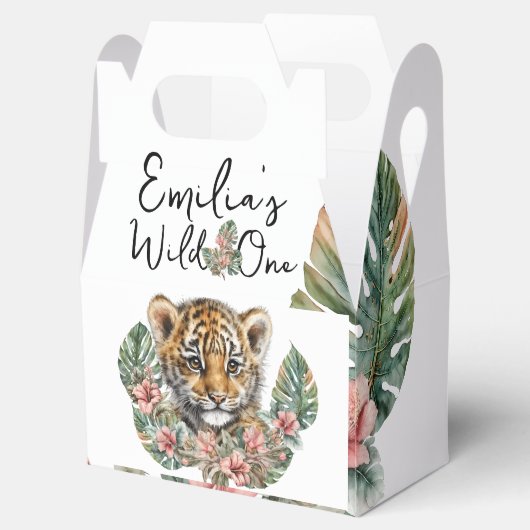 Waterverf Safari Wild One Baby Tiger Cub Birthday Bedankdoosjes (Geopend)