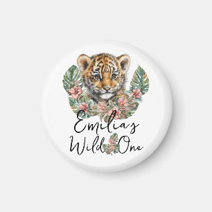 Waterverf Safari Wild One Baby Tiger Cub Birthday Magneet