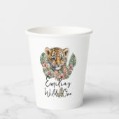 Waterverf Safari Wild One Baby Tiger Cub Birthday Papieren Bekers (Voorkant)