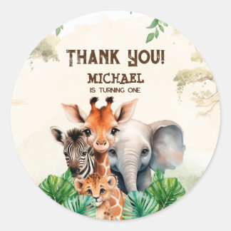 Waterverf Safari Wild One Ronde Sticker