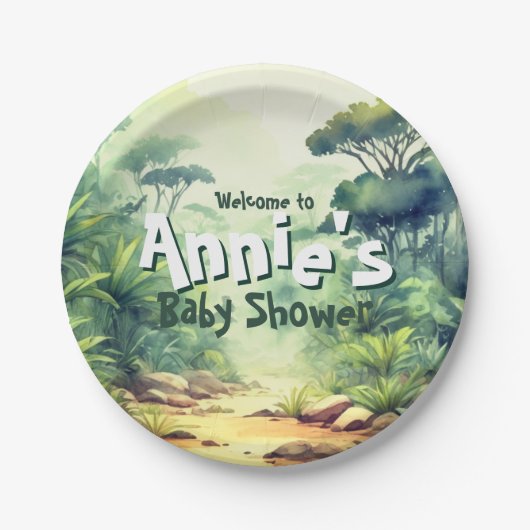 Waterverf Safari Wild One Safari Thema, Oerwoud, Papieren Bordje (Voorkant)