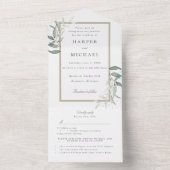 waterverf sage bladeren rsvp bruiloft all in one uitnodiging (Binnen)