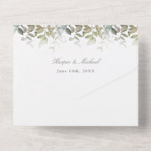 waterverf sage bladeren rsvp bruiloft all in one uitnodiging (Achterkant)