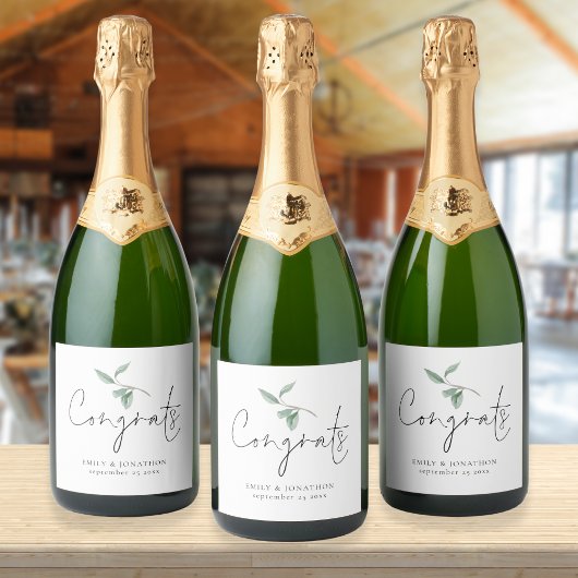 Waterverf Sage Eucalyptus Gefeliciteerd Namen Brui Sparkling Wijnetiket