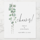 Waterverf Sage Eucalyptus juicht Namen Bruiloft Wijn Etiket (Enkel label)