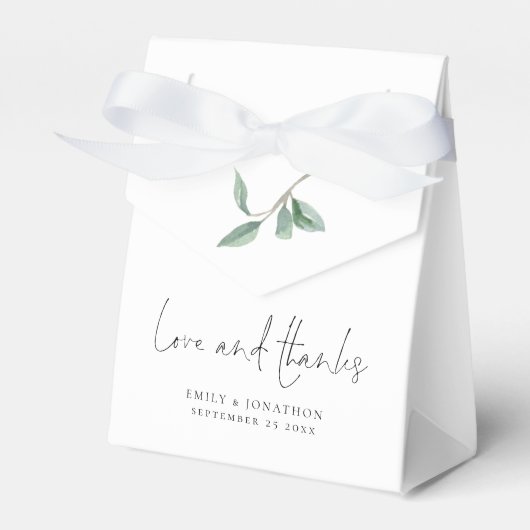 Waterverf Sage Eucalyptus Liefde Bedankt Bruiloft Bedankdoosjes (Voorkant Zijde)