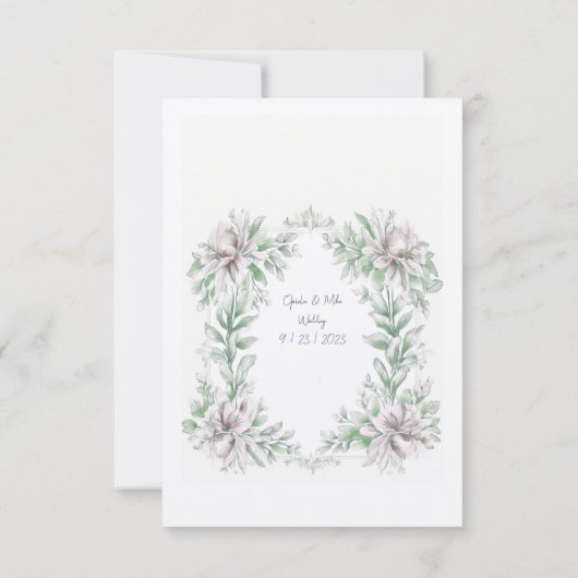 Waterverf Sage Floral bruiloft uitnodiging (Achterkant)