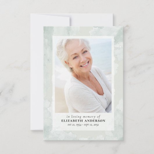 Waterverf Sage Foto Begrafenis Sympathie Dank u Kaart (Voorkant)