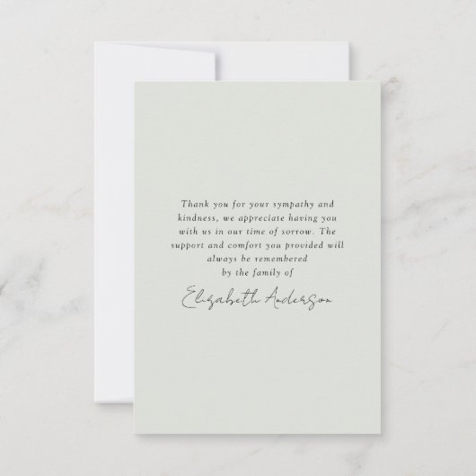 Waterverf Sage Foto Begrafenis Sympathie Dank u Kaart (Achterkant)