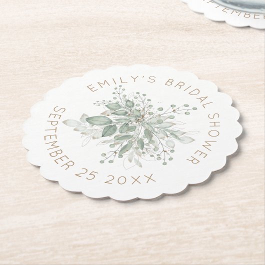 Waterverf Sage Goud Bladerwerk Vrijgezellenfeest P Kartonnen Onderzetters (Gekanteld)