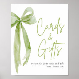 Waterverf Sage Green Bow Kaarten en geschenken tek Poster