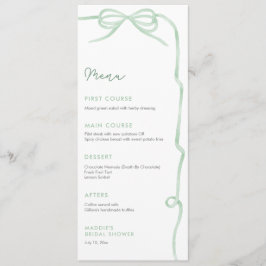 Waterverf Sage Green Bow Vrijgezellenfeest Individ Menu