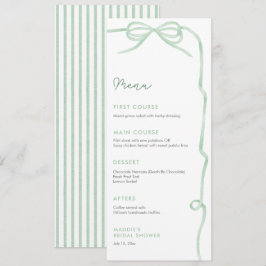 Waterverf Sage Green Bow Vrijgezellenfeest Individ Menu