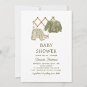 Waterverf Sage Green Clothes. neutraal Baby shower Kaart (Voorkant)