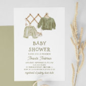 Waterverf Sage Green Clothes. neutraal Baby shower Kaart