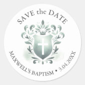 Waterverf Sage Green Crest Ronde Sticker (Voorkant)