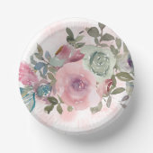 Waterverf Sage Green en Roze Flowers Papieren Kommen (Voorkant)