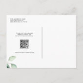Waterverf Sage Green Eucalyptus QR Code Huwelijk Uitnodiging Briefkaart (Achterkant)