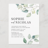 Waterverf Sage Green Eucalyptus QR Code Huwelijk Uitnodiging Briefkaart (Voorkant)