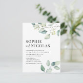 Waterverf Sage Green Eucalyptus QR Code Huwelijk Uitnodiging Briefkaart (Staand voorkant)