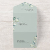 Waterverf Sage Green Eucalyptus verlaat bruiloft All In One Uitnodiging (Buiten)