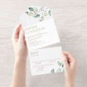 Waterverf Sage Green Eucalyptus verlaat bruiloft All In One Uitnodiging (Uittrekbaar)