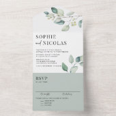 Waterverf Sage Green Eucalyptus Weddenschap All In One Uitnodiging (Binnen)