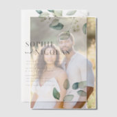 Waterverf Sage Green Eucalyptus Weddenschap Vellum Uitnodigingen (Offset (Koppel))