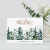 Waterverf Sage Green Forest Pine Baby shower Bedankkaart (Staand voorkant)