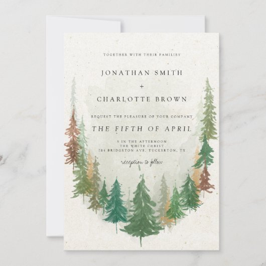 Waterverf Sage Green Forest Rustic Wedding Kaart (Voorkant)