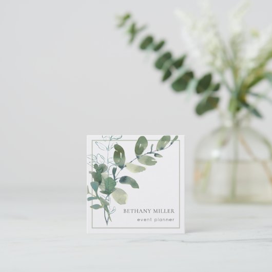 Waterverf Sage Green Greenery Visitekaartje (Staand voorkant)