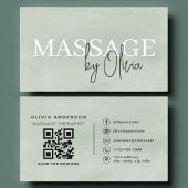 Waterverf Sage Green Massage Therapist QR Code Visitekaartje