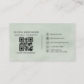Waterverf Sage Green Massage Therapist QR Code Visitekaartje (Achterkant)