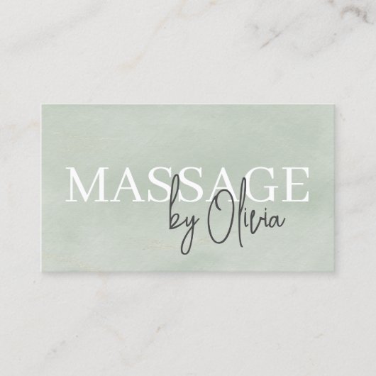 Waterverf Sage Green Massage Therapist QR Code Visitekaartje (Voorkant)