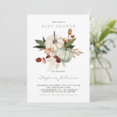 Waterverf Sage Green Pumpkins Herfst Baby shower Kaart (Staand voorkant)