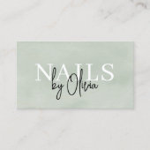 Waterverf Sage Green QR Code Nail Specialist Visitekaartje (Voorkant)