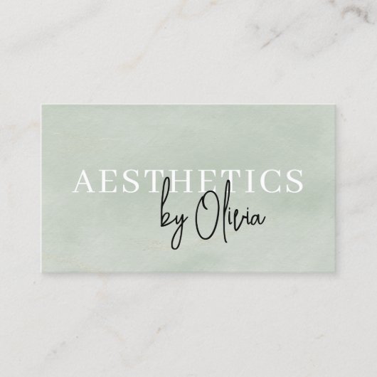 Waterverf Sage Green Skincare QR-code Visitekaartje (Voorkant)