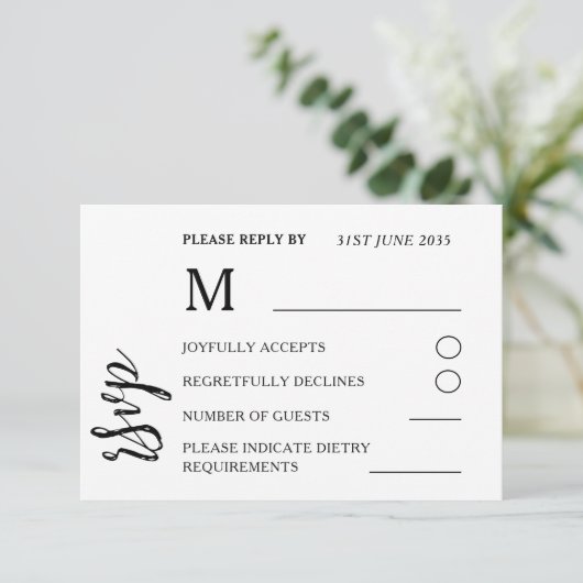 Waterverf Sage Groen Bladgroen Bruiloft RSVP (Staand voorkant)