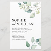 Waterverf Sage Groen Eucalyptus Bruiloft Uitnodige (Voorkant)