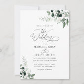 waterverf Sage Groene Bloemen Huwelijksuitnodiging Kaart (Voorkant)