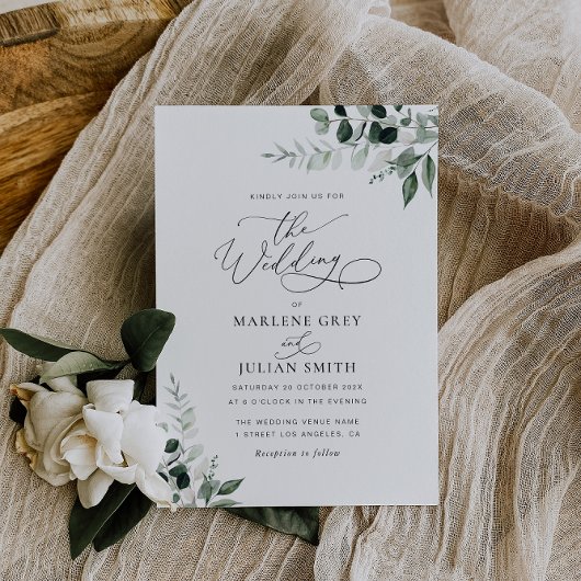 waterverf Sage Groene Bloemen Huwelijksuitnodiging Kaart