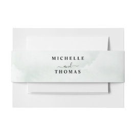 Waterverf Sage Groene Bruiloft Uitnodigingen Wikkel