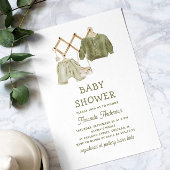 Waterverf Sage groene kleding. Schattige baby show Kaart