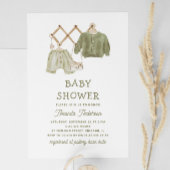 Waterverf Sage groene kleding. Schattige baby show Kaart