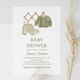 Waterverf Sage groene kleding. Schattige baby show Kaart