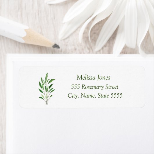 Waterverf Sage Herb Greenery Plant Rustisch etiket (Insitu)