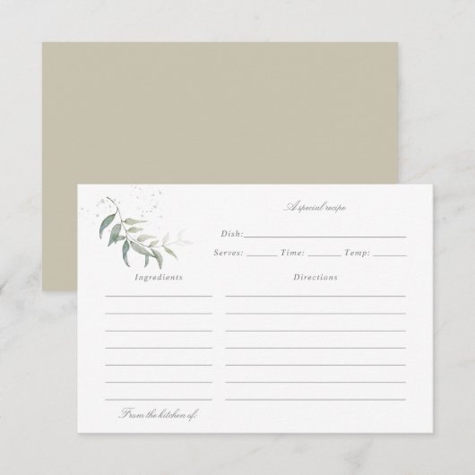 waterverf sage leaf recept card bedankkaart (Voorkant / Achterkant)