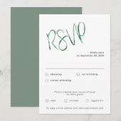 Waterverf Sage minimalist RSVP Kaart (Voorkant / Achterkant)