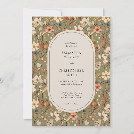 waterverf Sage Terracotta Wildflower Kaart (Voorkant)