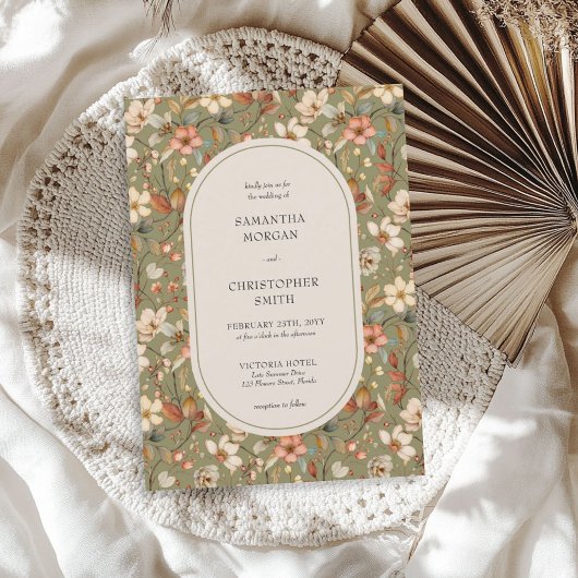  waterverf Sage Terracotta Wildflower Kaart